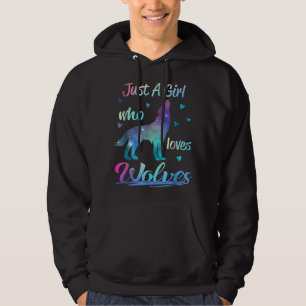 Just A Girl Who Loves Wolves Cute Wolf Silhouette Hoodie
