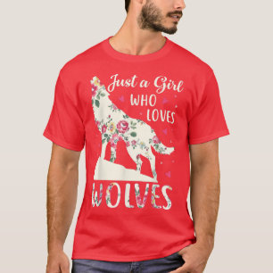Just A Girl Who Loves Wolves Cute Wolf Silhouette  T-Shirt
