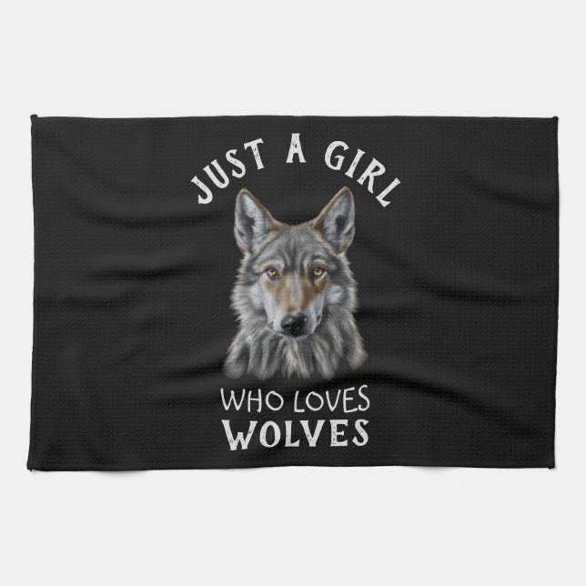 Just a girl who loves wolves tea towel (Horizontal)