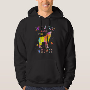 Just A Girl Who Loves Wolves Watercolor Cute Wolf Hoodie