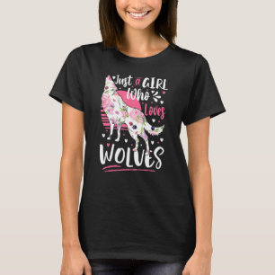 Just A Girl Who Loves Wolves Watercolor Cute Wolf T-Shirt