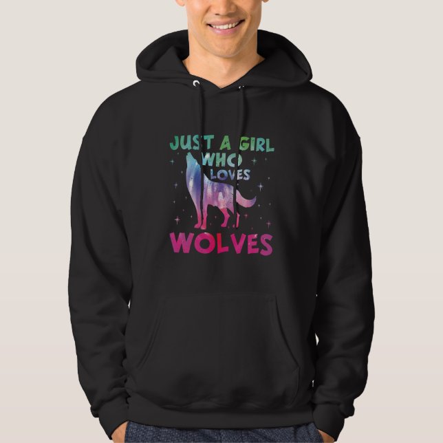 Just A Girl Who Loves Wolves Watercolor Hoodie (Front)