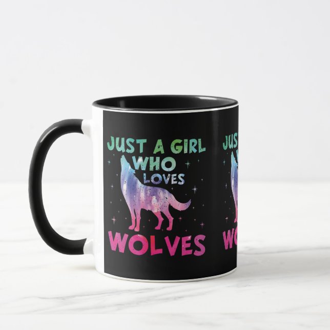 Just A Girl Who Loves Wolves Watercolor Mug (Left)