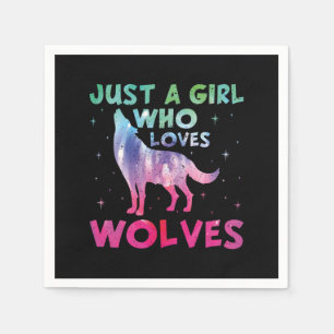 Just A Girl Who Loves Wolves Watercolor Napkin