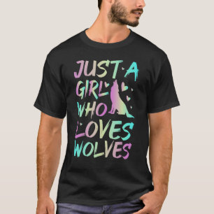 Just A Girl Who Loves Wolves Watercolor Style Teen T-Shirt