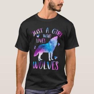 Just A Girl Who Loves Wolves Watercolor Wolf Love T-Shirt