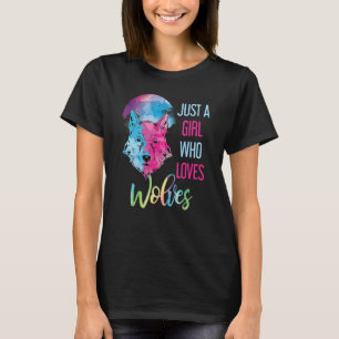 Just A Girl Who Loves Wolves Wild Animal Girls Gif T-Shirt