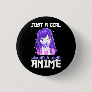Just A Girl Who Really Loves Anime in Purple 3 Cm Round Badge