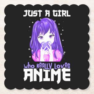 Just A Girl Who Really Loves Anime in Purple Paper Coaster