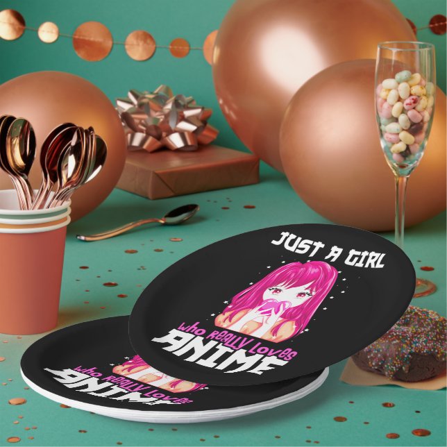 Just A Girl Who Really Loves Anime Paper Plate (Multi)