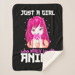 Just A Girl Who Really Loves Anime Sherpa Blanket