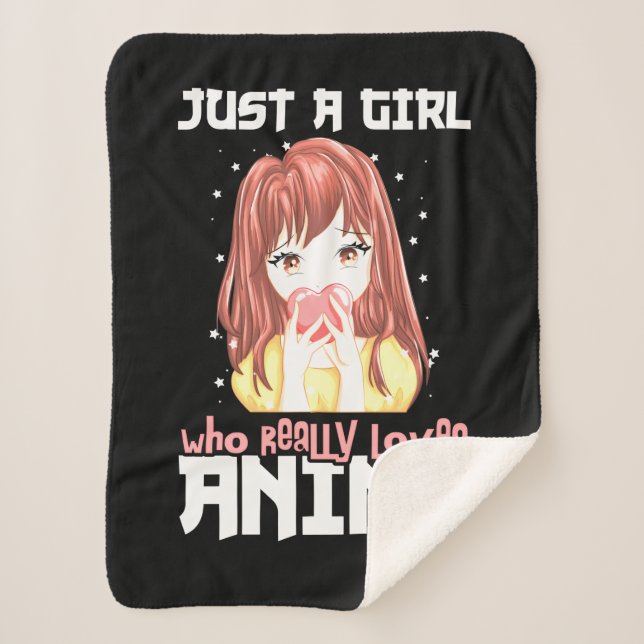Just A Girl Who Really Loves Anime Sherpa Blanket (Front)