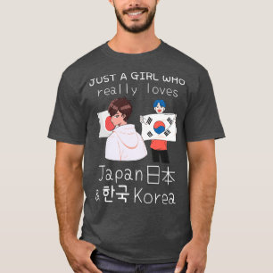 Just A Girl Who Really Loves Japan And Korea  T-Shirt