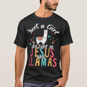 Just A Girl Who Runs On Jesus And Llamas Christian T-Shirt