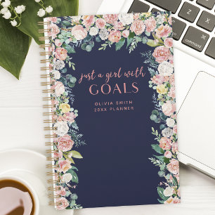 Just A Girl With Goals Floral Personalised Planner