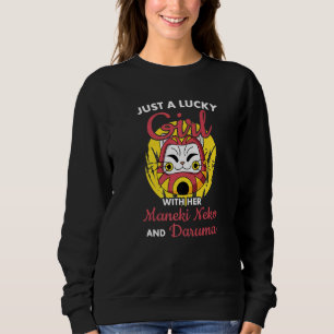 Just A Girl With Japanese Maneki Neko Lucky Cat Da Sweatshirt