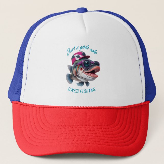 just a girls who loves fishing trucker hat (Front)