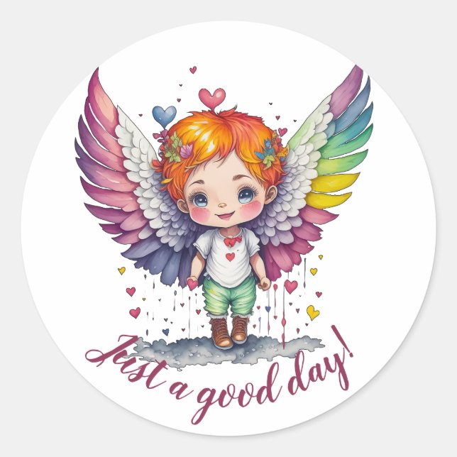 Just a good day! classic round sticker (Front)