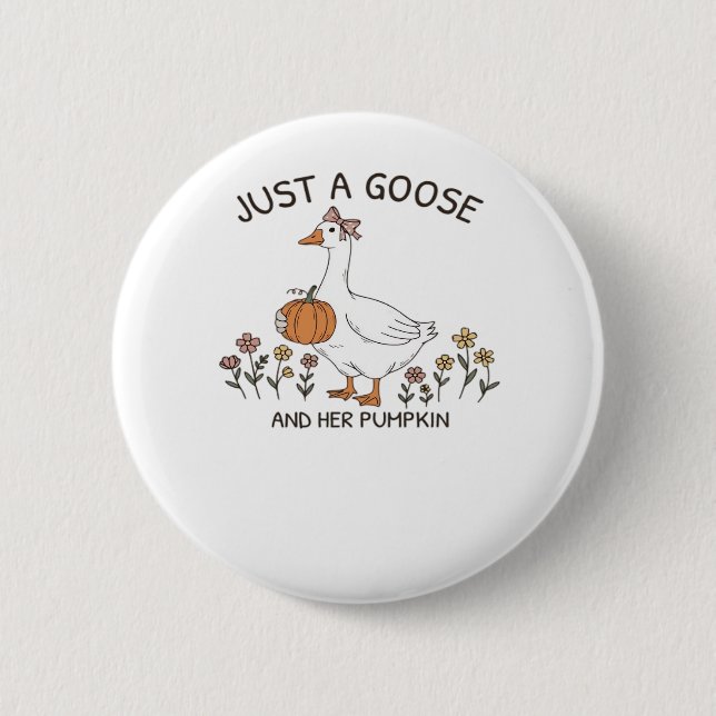 Just a Goose and Her Pumpkin Classic T-Shirt 6 Cm Round Badge (Front)