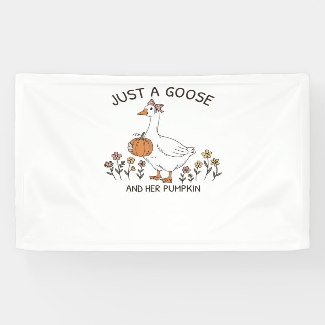 Just a Goose and Her Pumpkin Classic T-Shirt Banner (Horizontal)