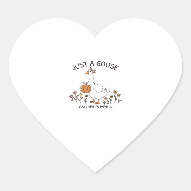Just a Goose and Her Pumpkin Classic T-Shirt Heart Sticker (Front)