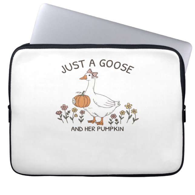 Just a Goose and Her Pumpkin Classic T-Shirt Laptop Sleeve (Front)