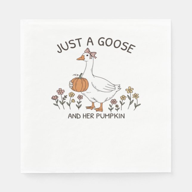 Just a Goose and Her Pumpkin Classic T-Shirt Napkin (Front)