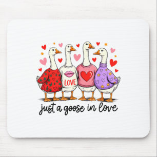Just A Goose In Love Cute Valentine Coquette Bow G Mouse Pad