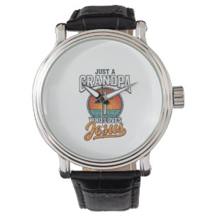 Just A Grandpa Who Loves Jesus Vintage Cross Shirt Watch