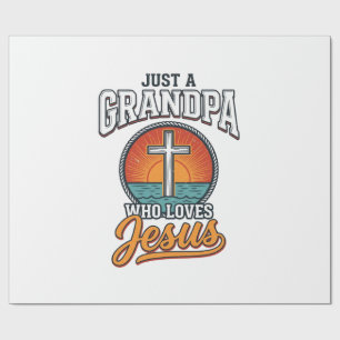 Just A Grandpa Who Loves Jesus Vintage Cross Shirt Wrapping Paper