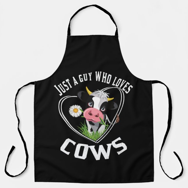 Just a guy who loves cows, cow lover Essential Apron (Front)