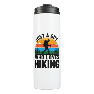 Just a Guy Who Loves Hiking Retro Travel Thermal Tumbler
