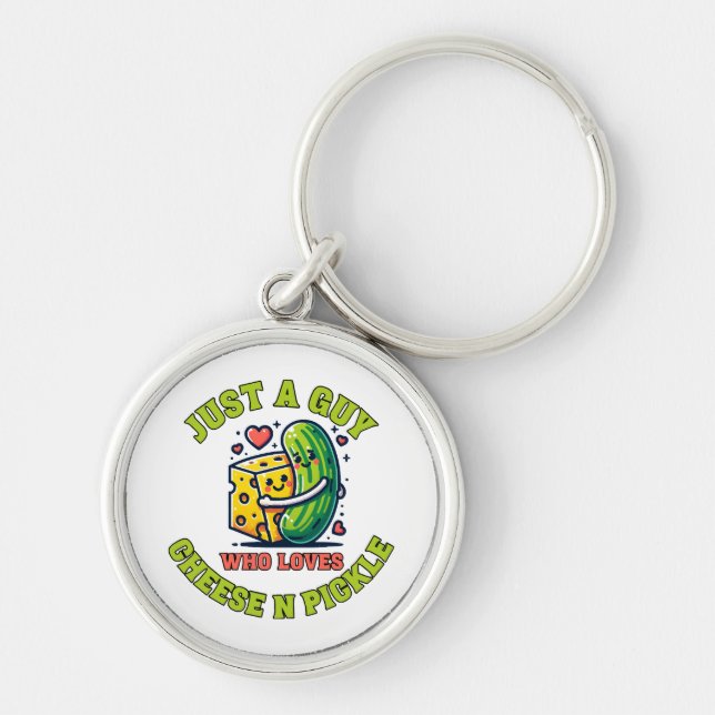 Just a guy who loves pickle key ring (Front)