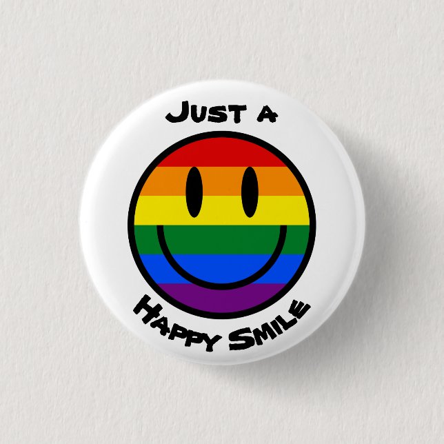 Just a happy rainbow smile       3 cm round badge (Front)