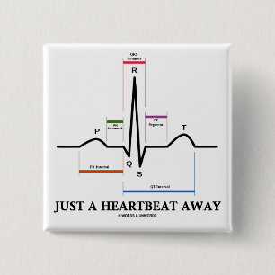 Just A Heartbeat Away (EKG/ECG) 15 Cm Square Badge