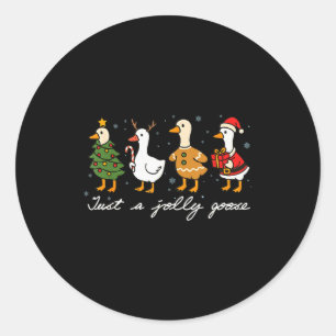 Just A Jolly Cute Goose Funny Merry Goosemas Chris Classic Round Sticker