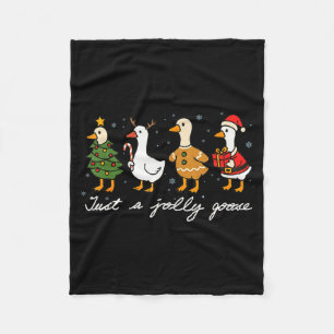 Just A Jolly Cute Goose Funny Merry Goosemas Chris Fleece Blanket