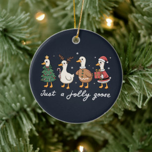 Just A Jolly Goose Christmas Duck Holiday Xmas Ceramic Ornament