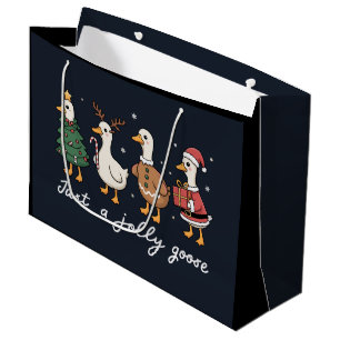 Just A Jolly Goose Christmas Duck Holiday Xmas Large Gift Bag
