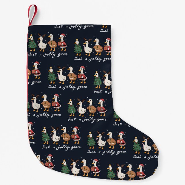 Just A Jolly Goose Christmas Duck Holiday Xmas  Small Christmas Stocking (Front)