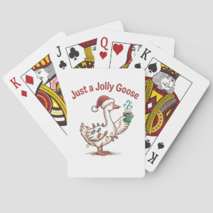 Just a Jolly Goose Christmas Goose Drinking Matcha Playing Cards
