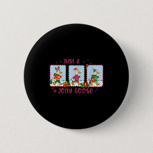 Just A Jolly Goose Christmas Santa Bow Xmas Light 6 Cm Round Badge