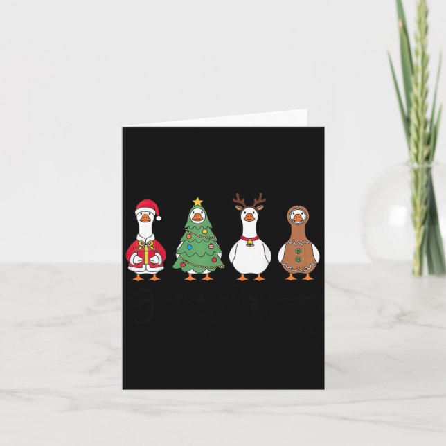Just A Jolly Goose Christmas Tree Santa Reindeer G Card (Front)