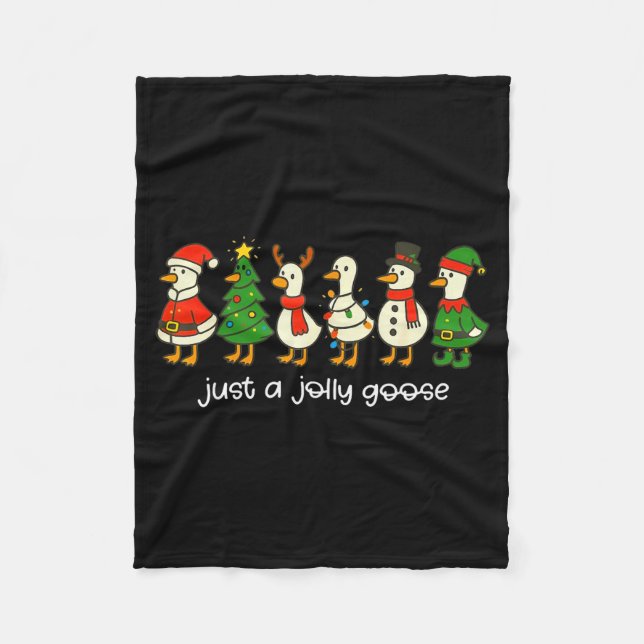 Just A Jolly Goose Funny Christmas For Mens Womans Fleece Blanket (Front)