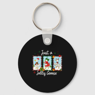 Just A Jolly Goose Funny Goose Santa Reindeer Cute Key Ring