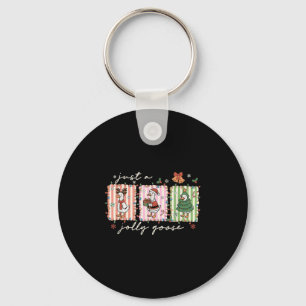 Just A Jolly Goose Funny Goose Santa Reindeer Cute Key Ring