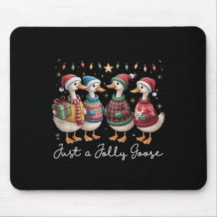 Just A Jolly Goose Funny Goose Santa Reindeer Cute Mouse Pad