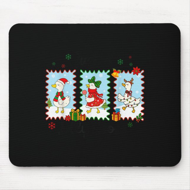 Just A Jolly Goose Funny Goose Santa Reindeer Cute Mouse Pad (Front)