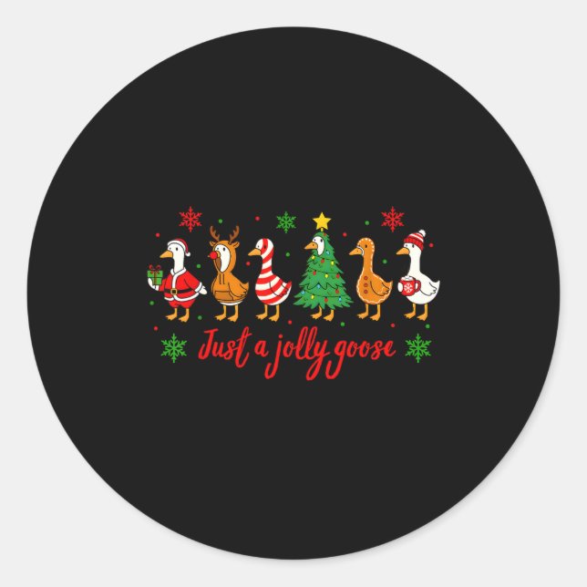 Just A Jolly Goose Merry Christmas Funny Xmas Men  Classic Round Sticker (Front)