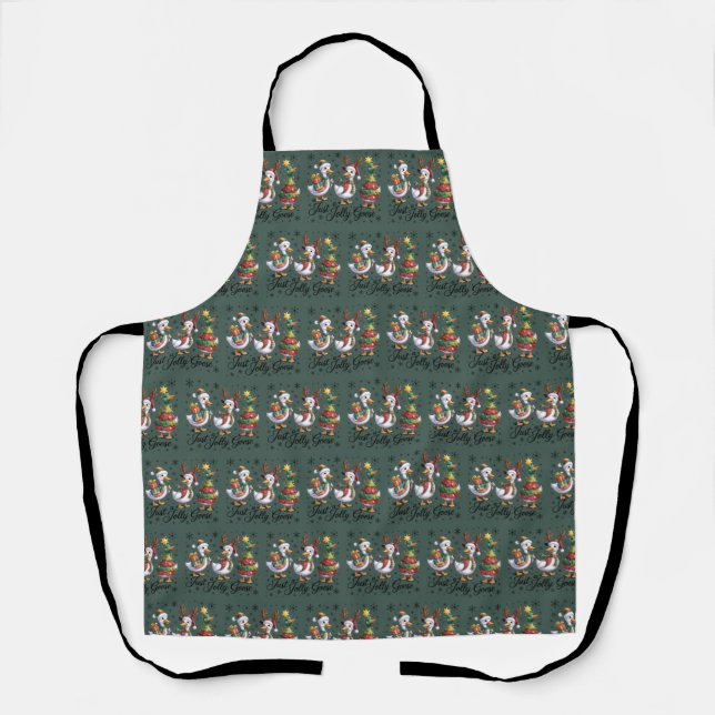 Just A Jolly Goose Patchwork Christmas Duck Funny  Apron (Front)